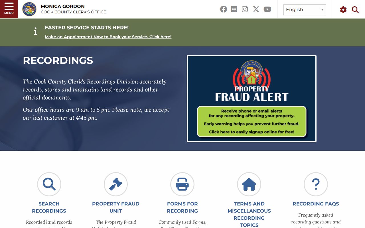 Melrose Park residents directory Cook County recorded document routing