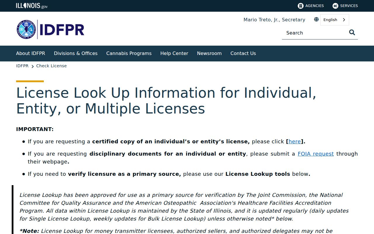 Melrose Park residents directory Illinois professional license lookup