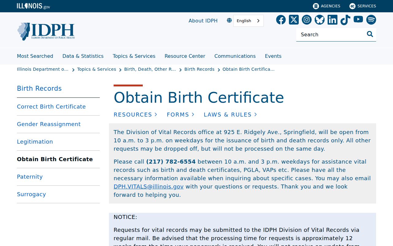 Melrose Park resident lookup using Illinois birth record guidance