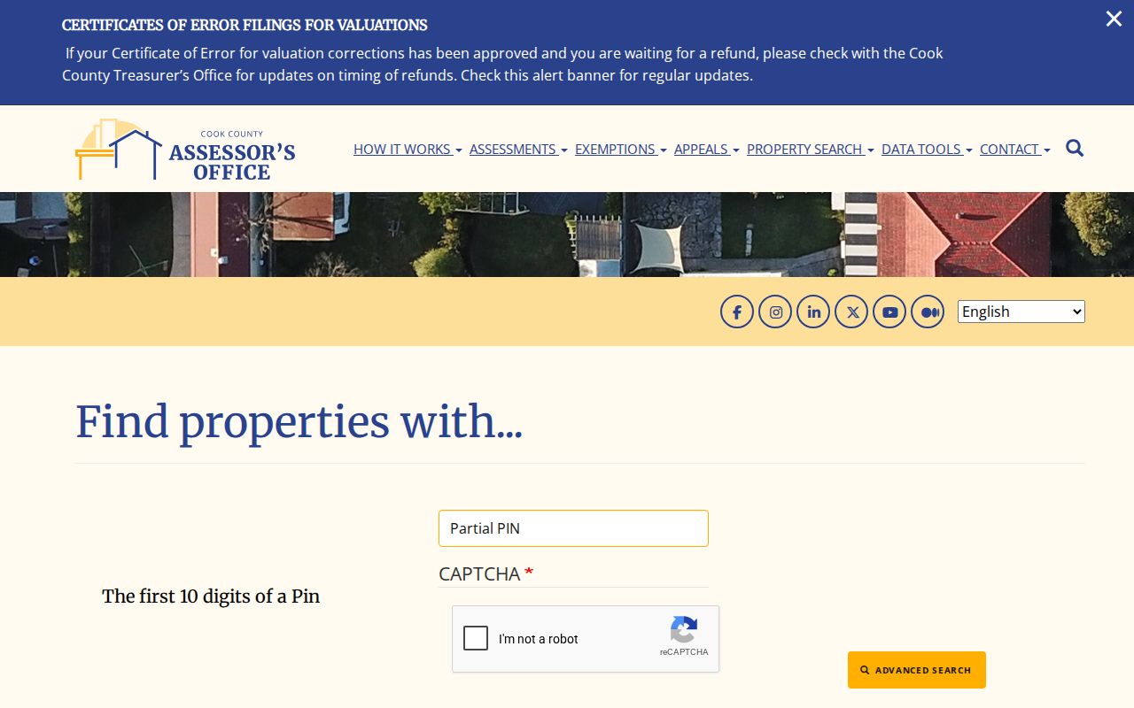 Melrose Park street directory Cook County Assessor advanced search